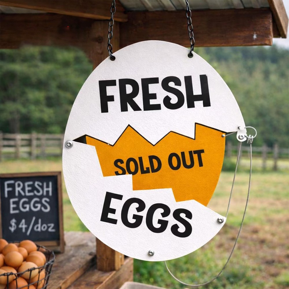 Wooden Fresh Eggs Sign Hanging Decor Farmhouse Country Stand Stall Plaque