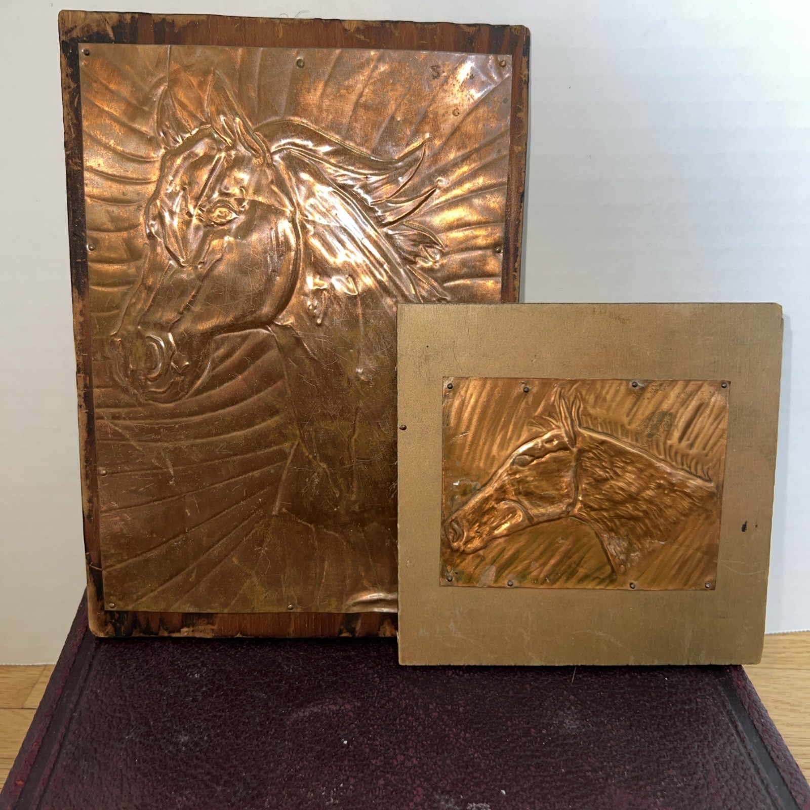 VTG Hammered Copper Horse Wall Art Pair Western Rustic Lodge Decor Plaques