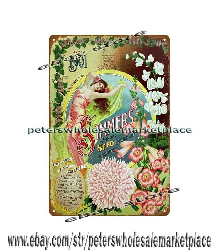 1901 Immers annual flower seed metal tin sign restaurant lounge plaque