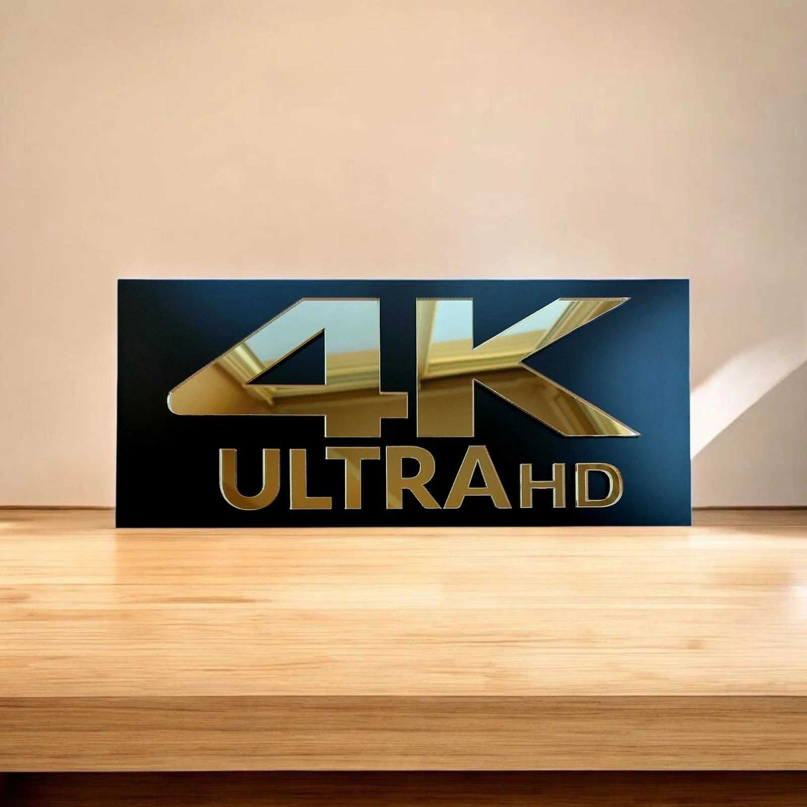 US Stock! 4K Ultra HD Wall Sign Gold Acrylic Home Theater Plaque for Movie Media