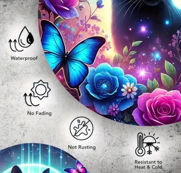 Vibrant Butterfly Cat Wall Art, Waterproof, No Fade, Heat Cold Resistant Gift