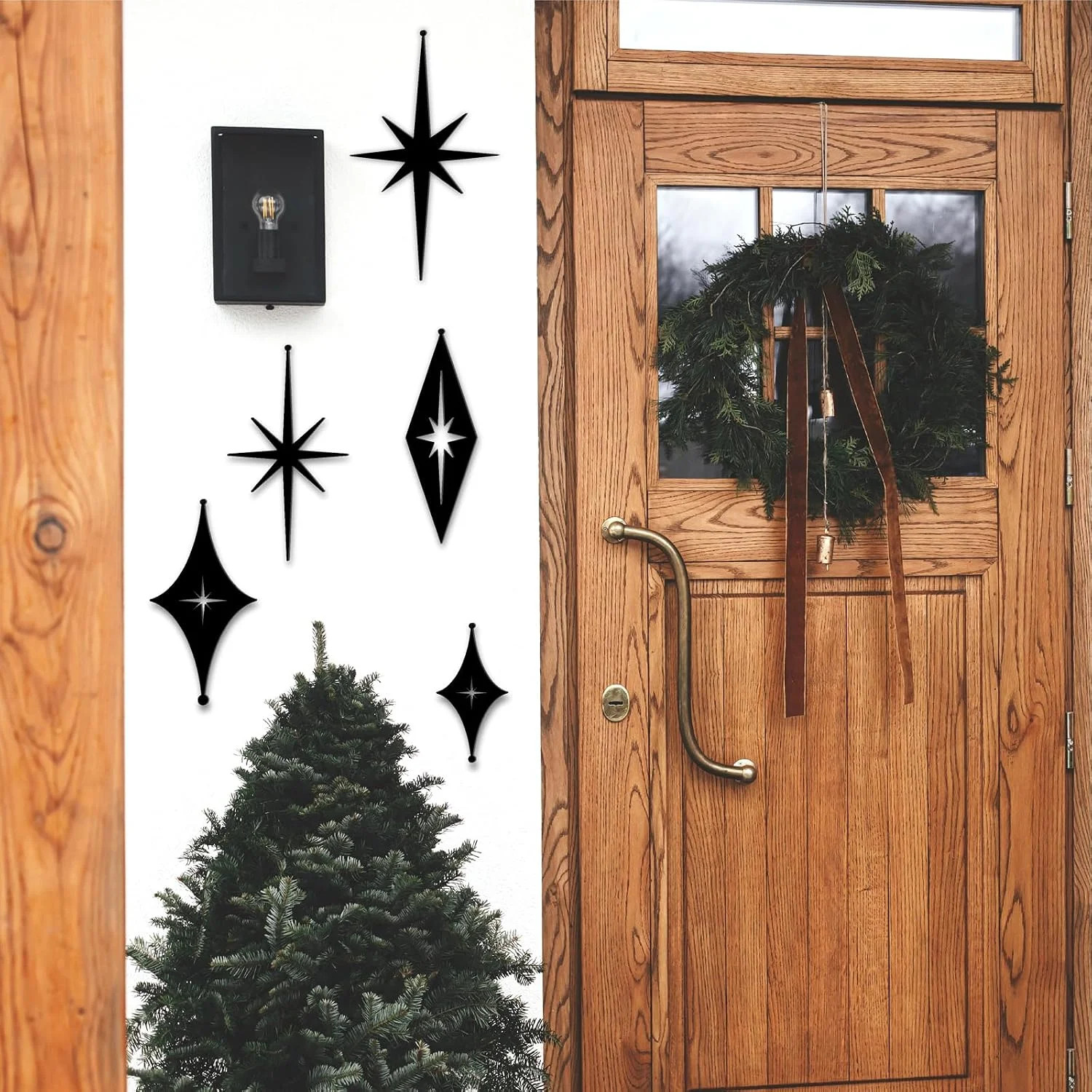 5 Pcs Iron Star Wall Decor Black Starburst Metal Wall Art Mid Century Modern Wal