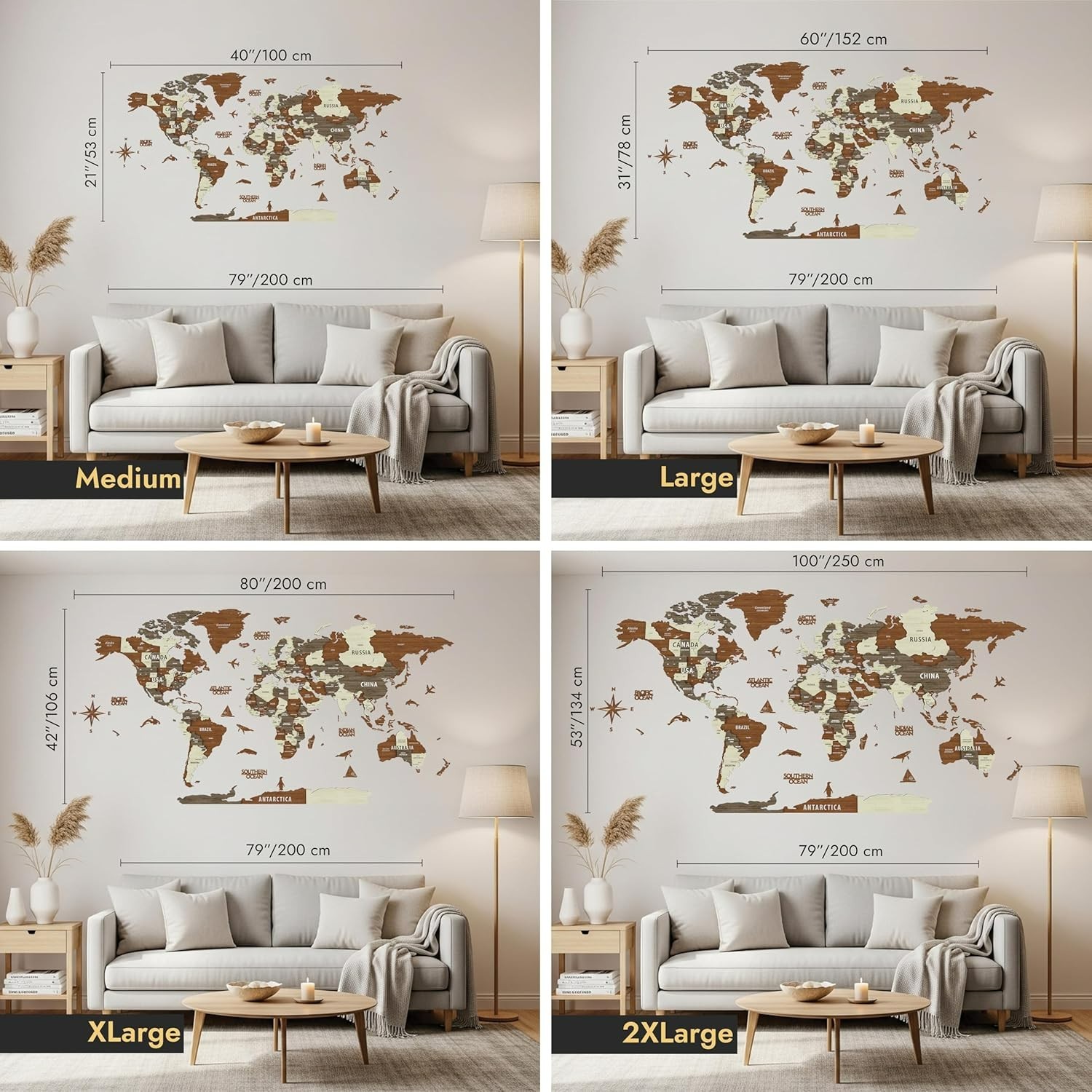 3D Wooden World Map Wall Decor – Perfect Gift for Travelers and Home Decor