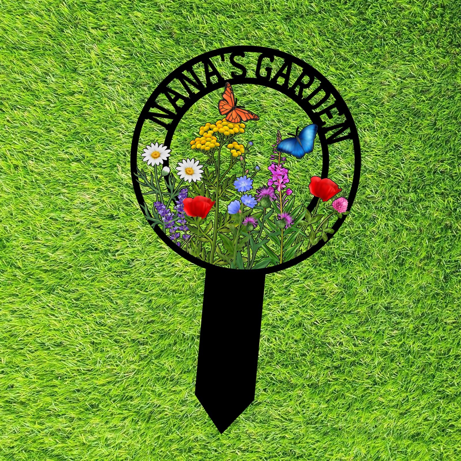Garden Metal Sign With Stakes, Custom Garden Name Sign, Garden Flower Sign