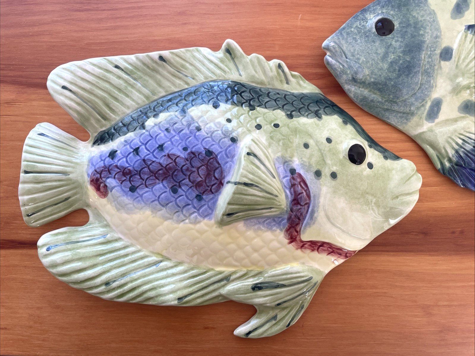 Pair of VTG Style Spotted Bass Fish MCM Wall Art Hand Painted Fish Decor Gift