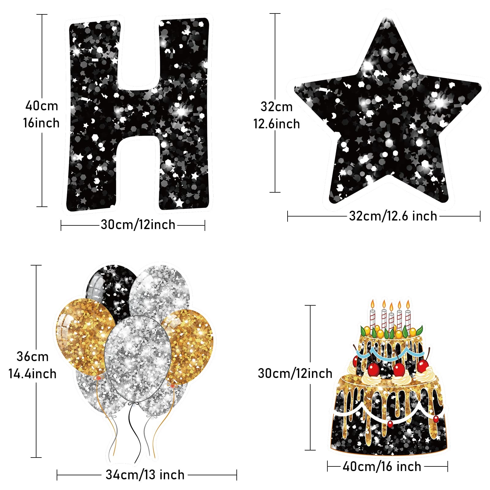 18 Pieces Happy Birthday Yard Signs with Stakes, 16 Inches Birthday Outdoor L…