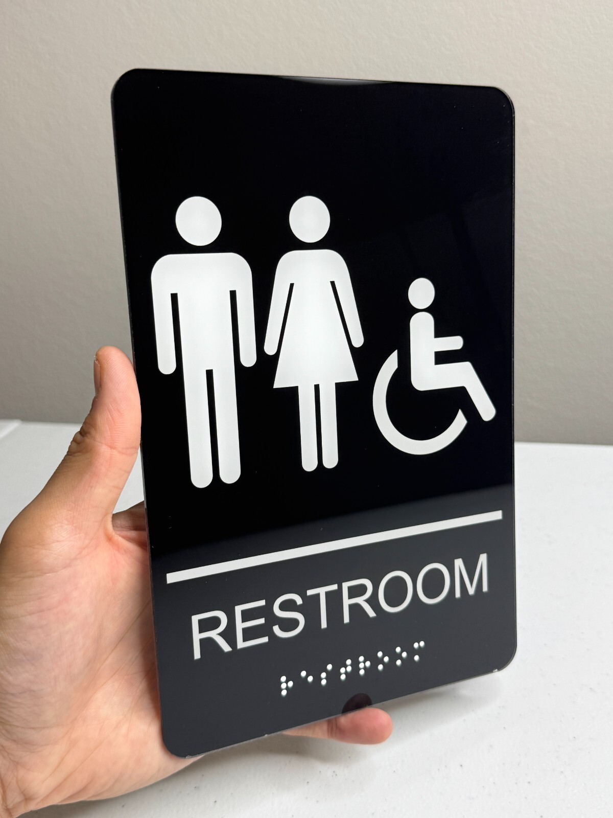 2 Pack – Restroom Sign, ADA Compliant with Braille (Acrylic)