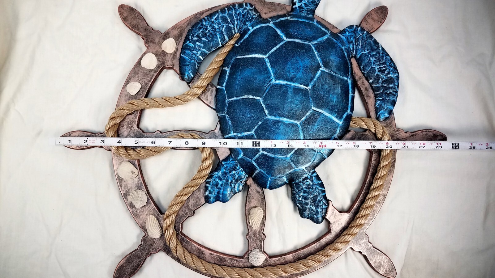 Sea Turtle 3D relief on Ship Wheel Wall art 24 in x 24 in x 1.75 in