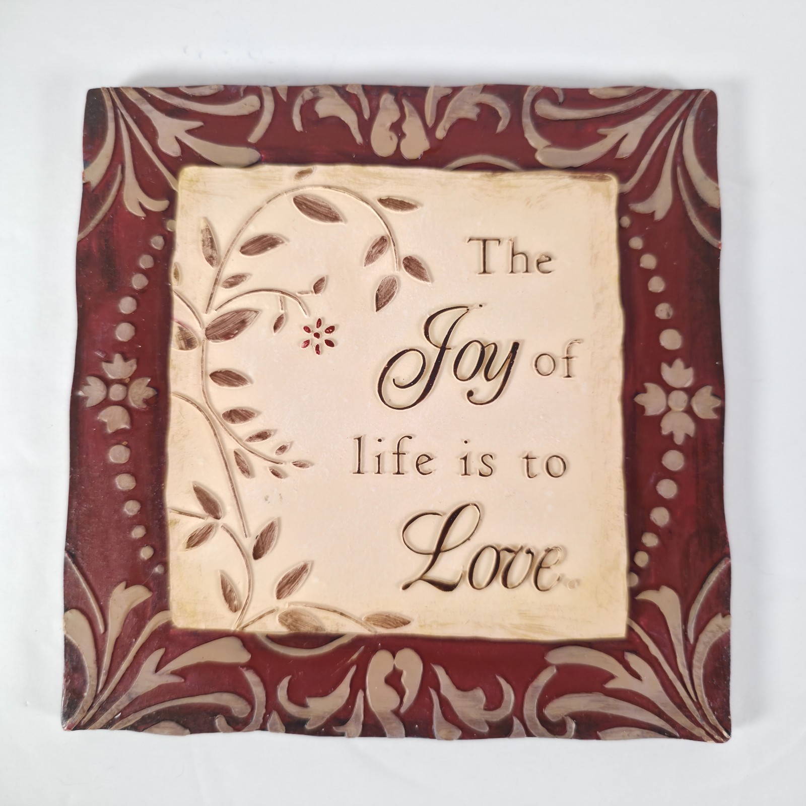 Inspirational Wall Plaques Set 4 Floral Quote Decor Resin 5.4″ Hanging Art