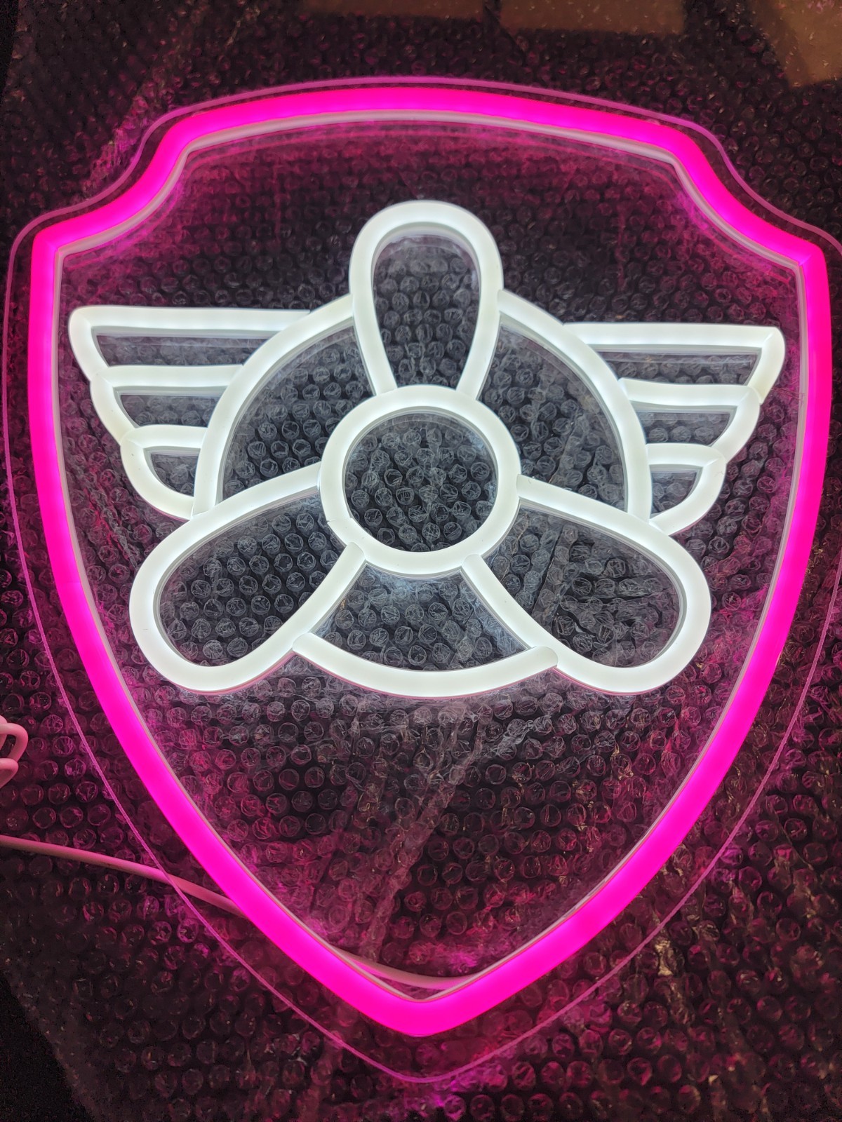 PAW PATROL Pink Logo Custom Illuminated Glowing LED Neon Wall Art Sign