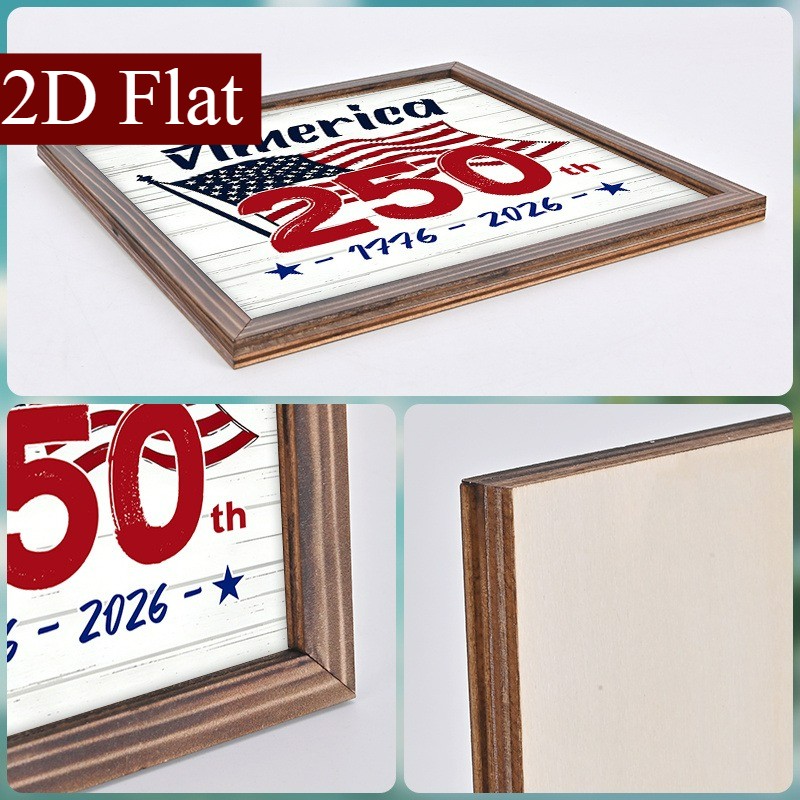 America 250th 1776-2026 USA Flag Patriotic Wooden Plaque 4th Of July Decoration