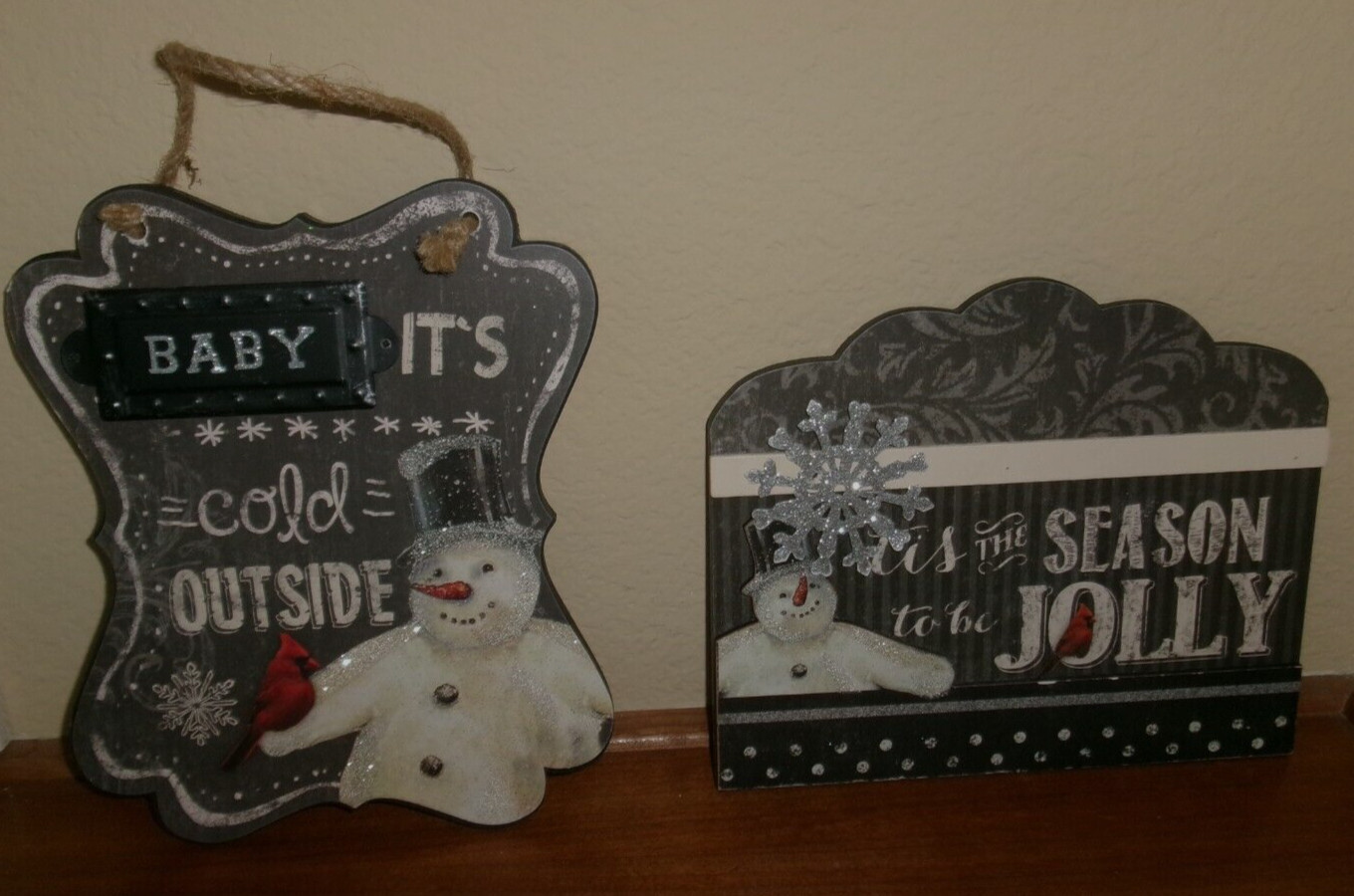 Lot 2 Christmas Signs Plaques Wall Art Baby It’s Cold Outside New