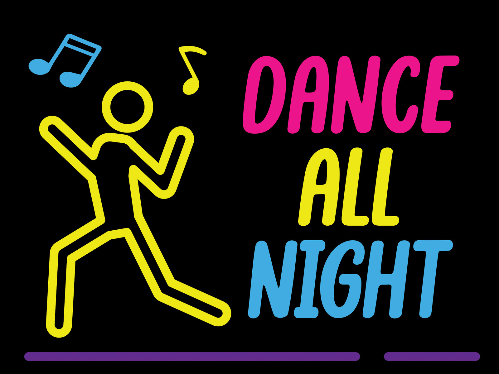 Signs ByLITA Dance All Night Table Sign With Acrylic Stand (6×8“)