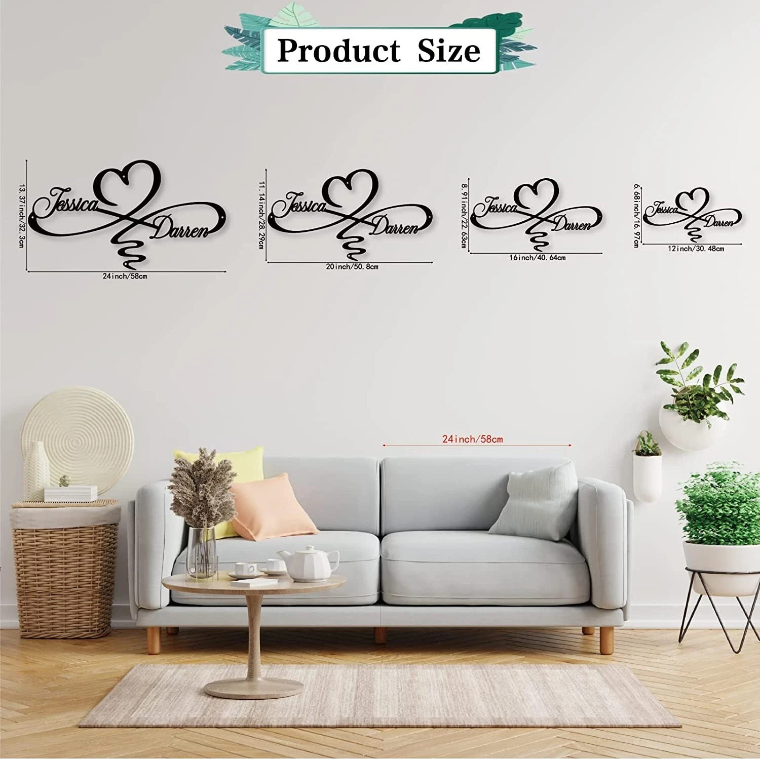 Personalized Infinity Heart Name Metal Sign Custom Wedding Anniversary Gift Deco