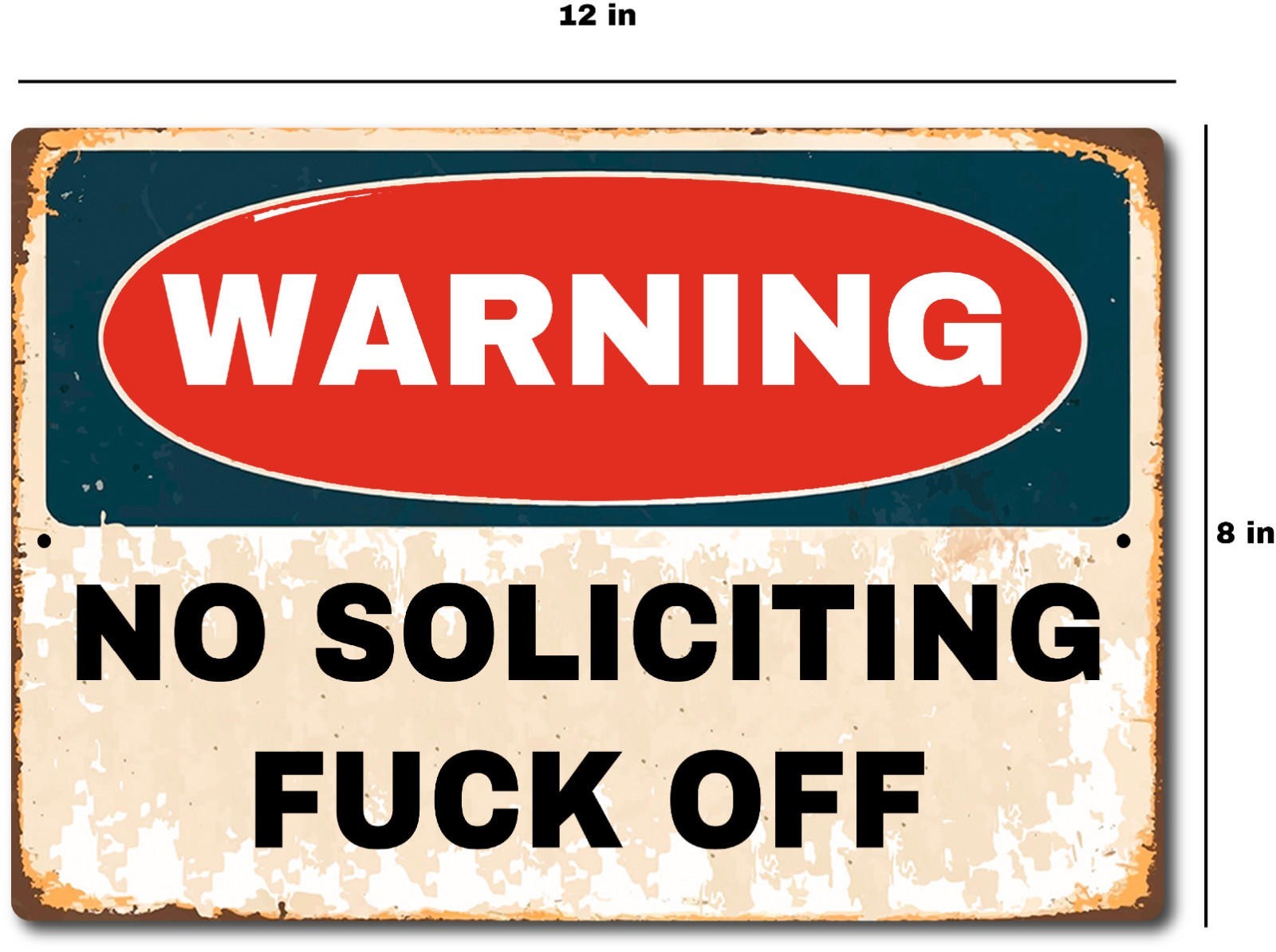 No Soliciting Sign Aluminum Door Mounted Warning Rectangle High Gloss