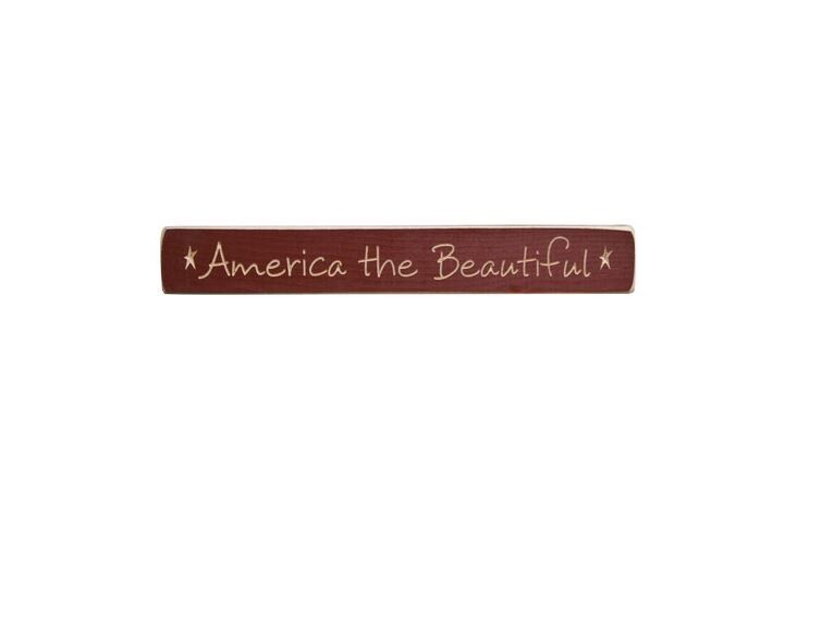 America the Beautiful – 12″ Engraved Wood Sign – Shelf Sitter Block