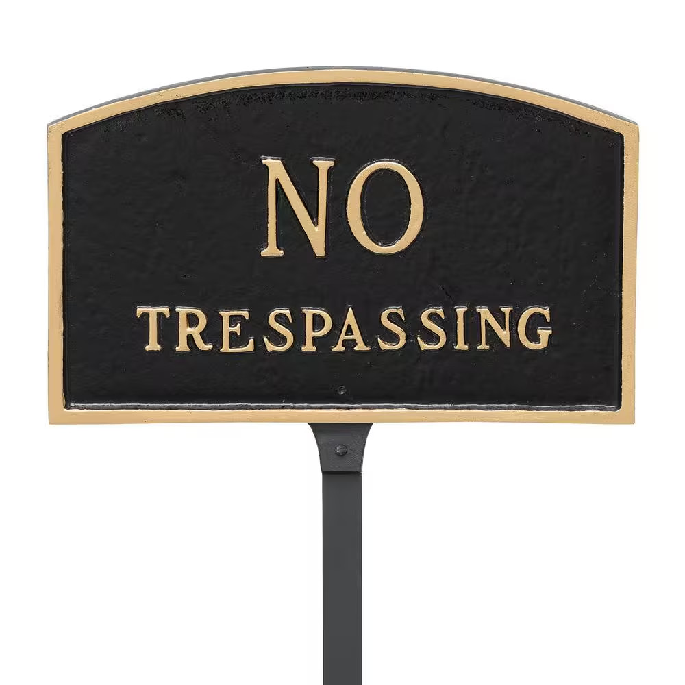 5.5 In. X 9 In. Small Arch No Trespassing Statement Plaque Sign with 23 In. Lawn