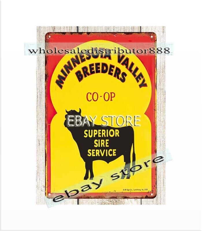 bar signs 1950s Minnesota Valley Breeders cattle livestock farm metal tin sign