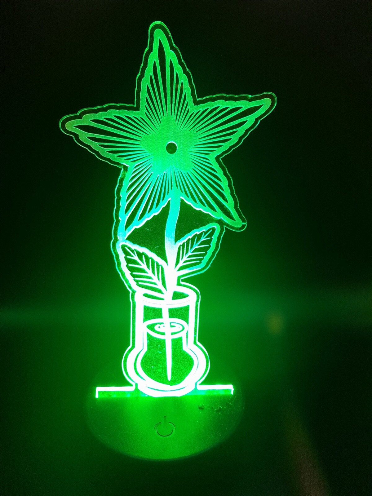 Edge Lit Tabletop Sign, Multi-Colored LED, Flower, Art, Night Light