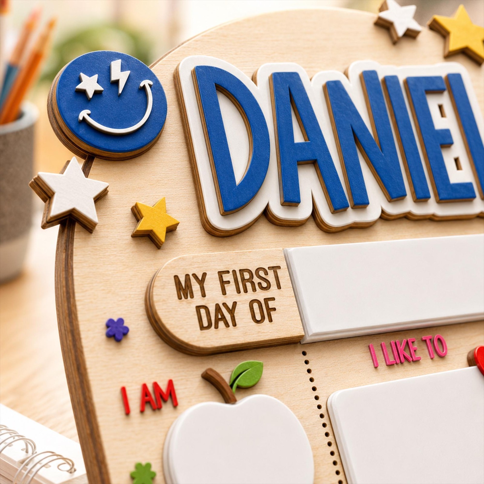 Custom First & Last Day School Sign, Reusable Dry Erase Name Board