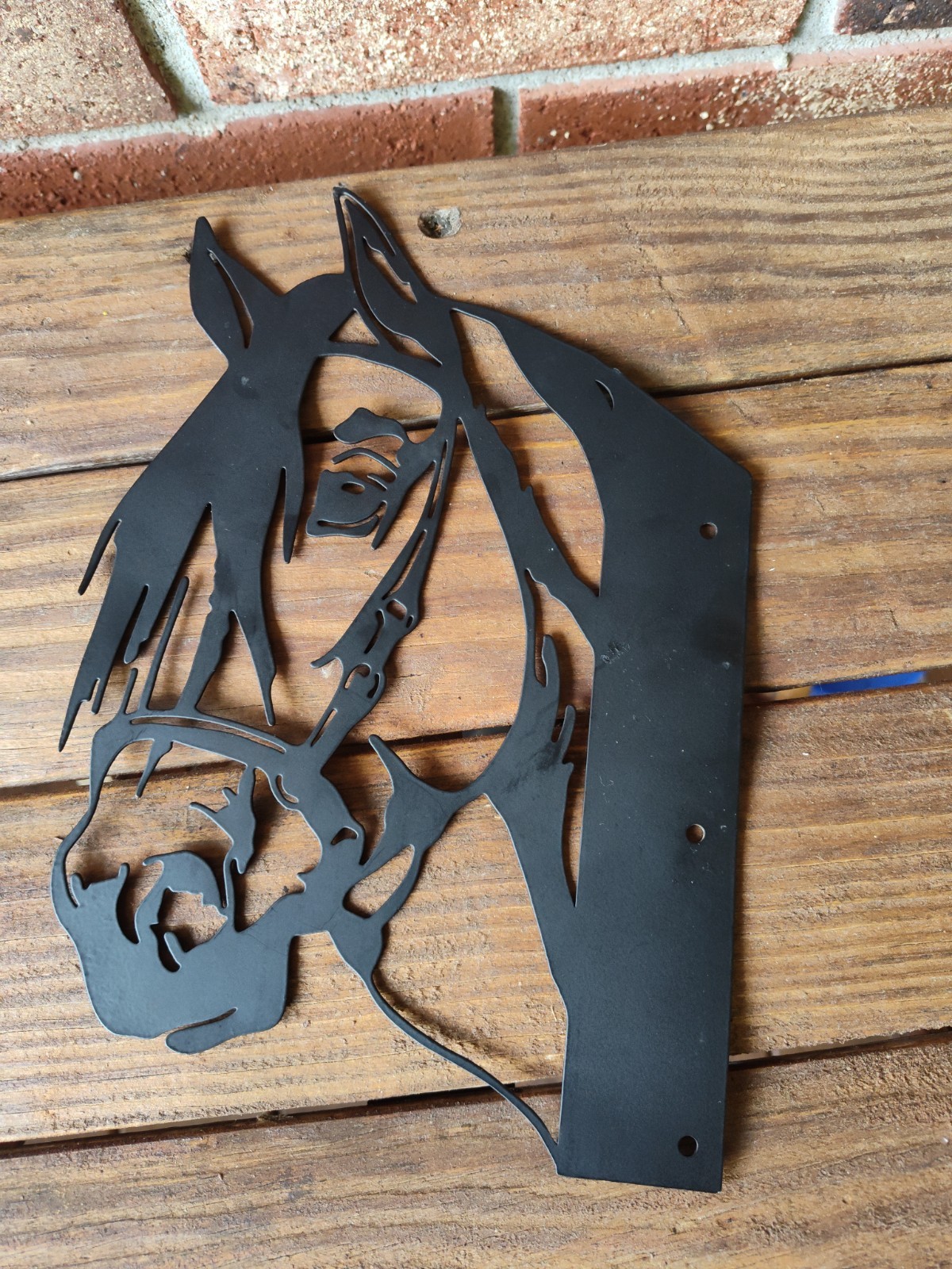 Metal Horse Head Wall Art Farmhouse Decor Sign Stable Silouette black steel