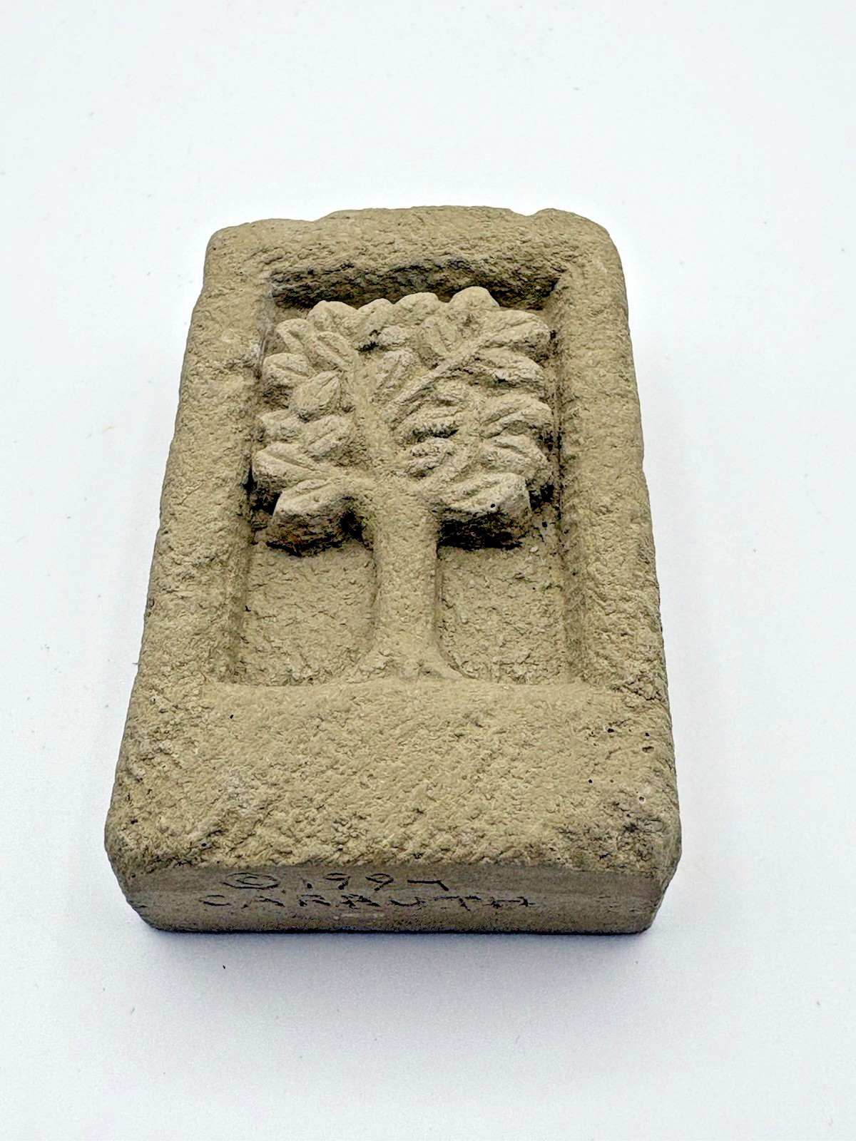 Vintage 1994 Carruth Studio Mini 3 inch Stone Tree Plaque Original Hand Crafted