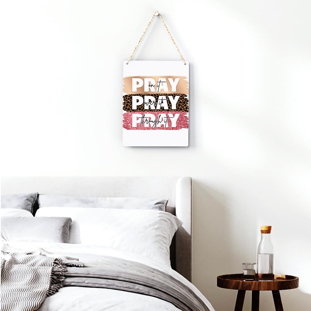 Inspirational Pray On It Bible Verse Wall Art Wooden Hanging Sign 8 x 10 Inches