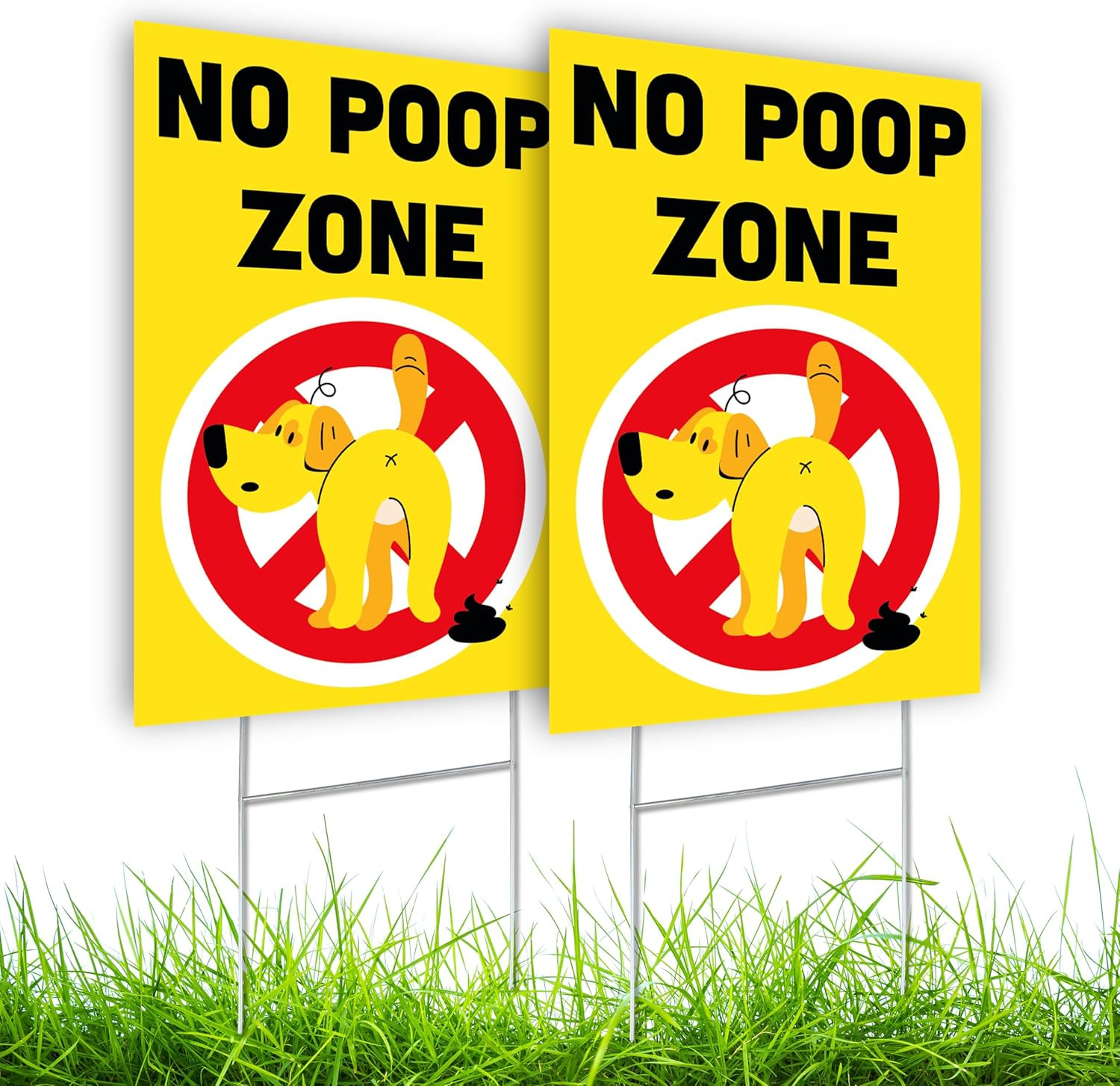 2 PC No Pooping Dog Signs for Yard – 8×12 inches, Poop Zone set 2