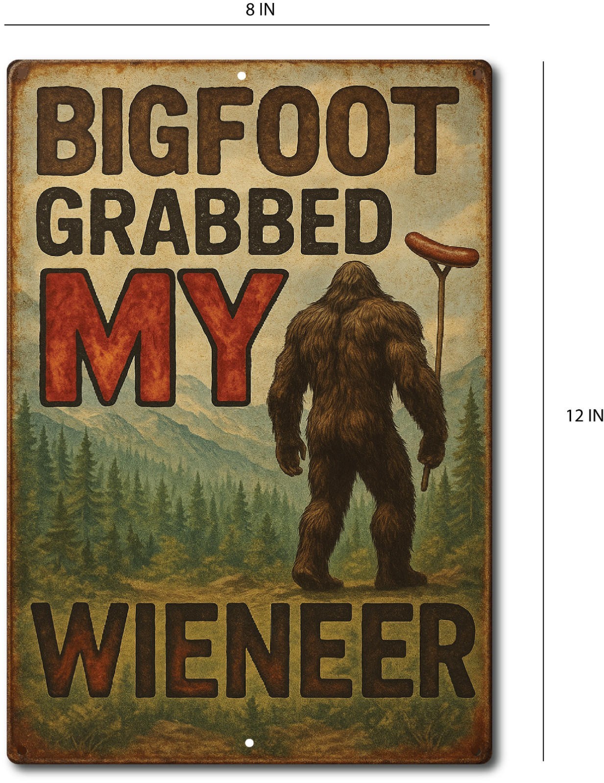 Bigfoot Tin Sign Rustic Metal Wall Decor Glossy Finish Vintage Retro