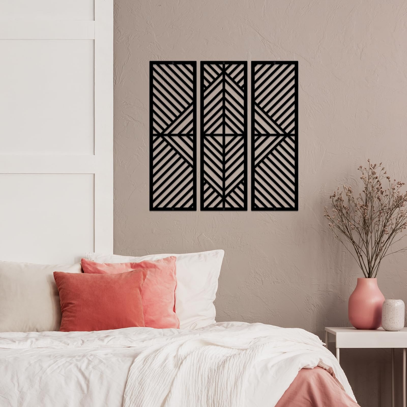 3 PCS Geometric Home Metal Wall Decor Abstract Minimalist Black 22×22 Inch