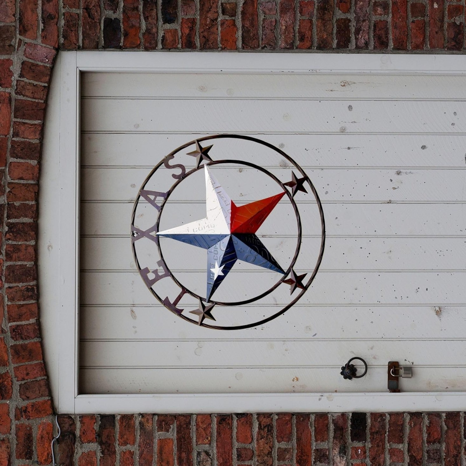 Rustic Metal Circle Texas License Plate Circle Star Wall Hanging Welcome Decor