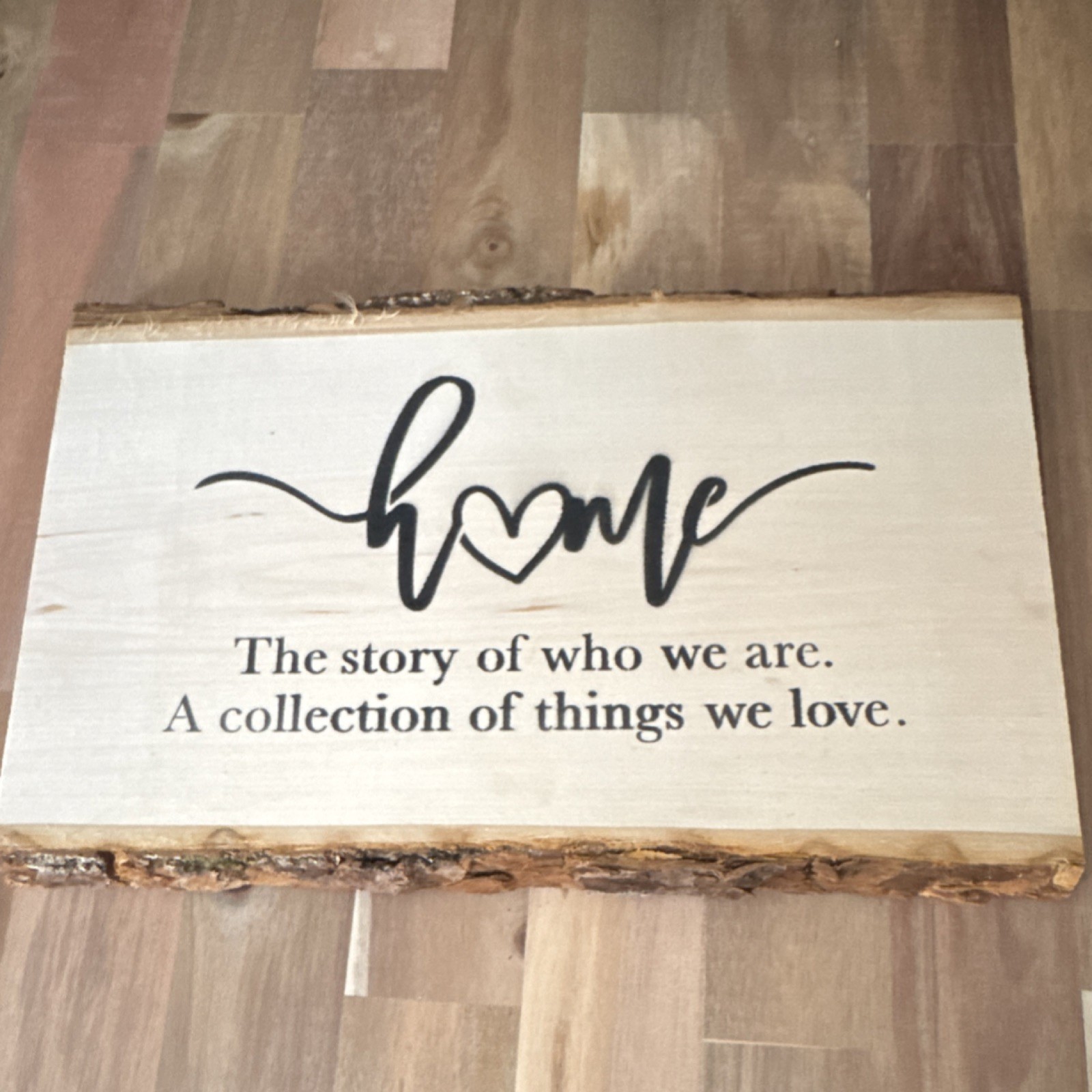 Handmade Wooden Inspirational Home & Family Sign Plaque with Heart Design