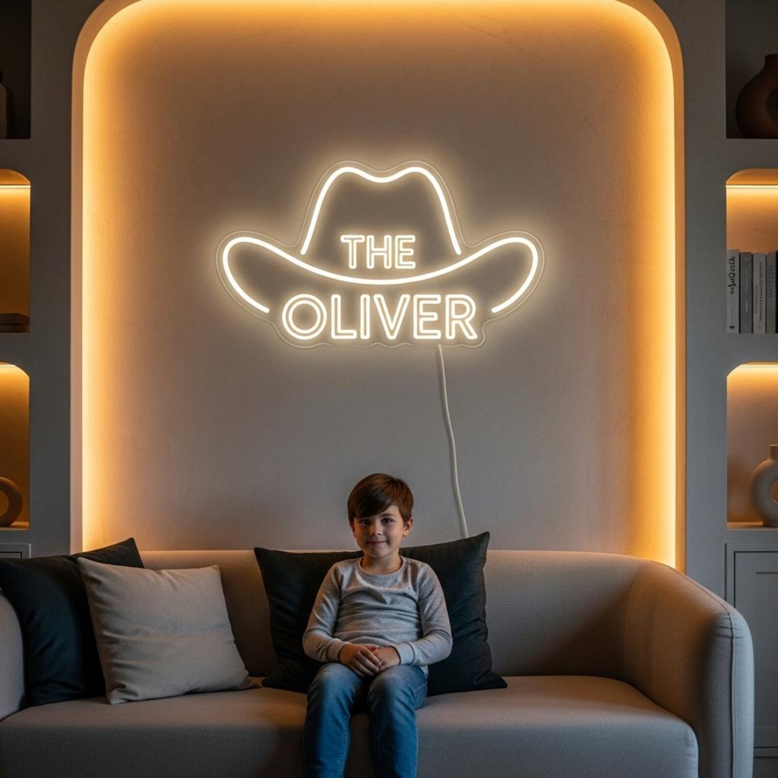 Custom Cowboy Hat Name Neon Light Sign Personalized Western Wall Light Decor
