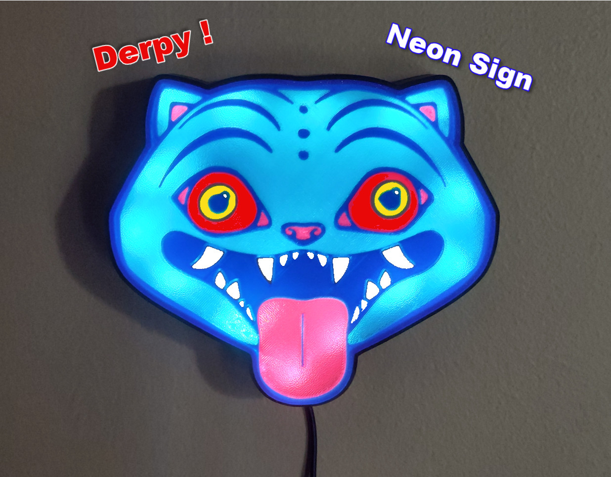 K‑Pop Derpy Tiger LED Light‑Up Sign Anime Nightlight Lamp Room Decor Gift kids