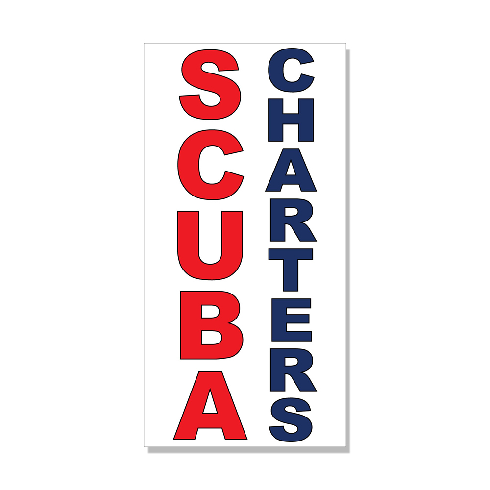 Scuba Charters Red Blue DECAL STICKER Retail Store Sign