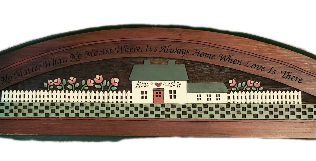 1992 Woodcutt Engaving Folk Art Over The Door Arch Handpainted No Matter…