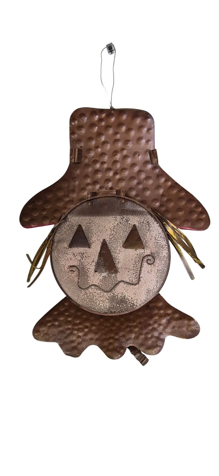 Metal Scarecrow Wall Decor With Glitter Accents & Hanging Wire