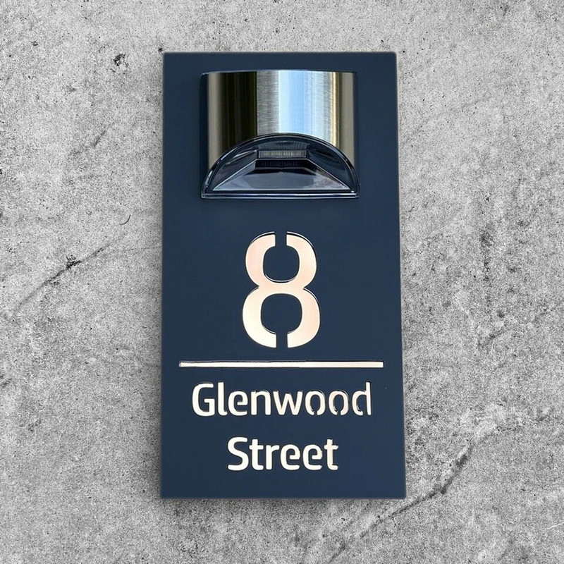 Personalized House Sign Solar LED Light Address Sign Street Name Door Plates