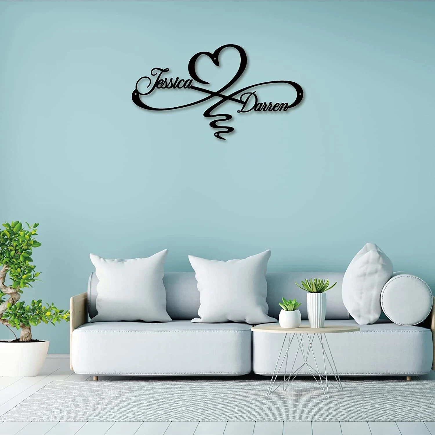 Personalized Infinity Heart Name Metal Sign Custom Wedding Anniversary Gift Deco