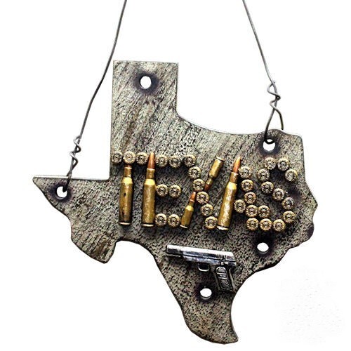 Texas Bullet Pistol Wood Shape Wall Decor 9 1/4×11 1/2in Rustic Distressed New