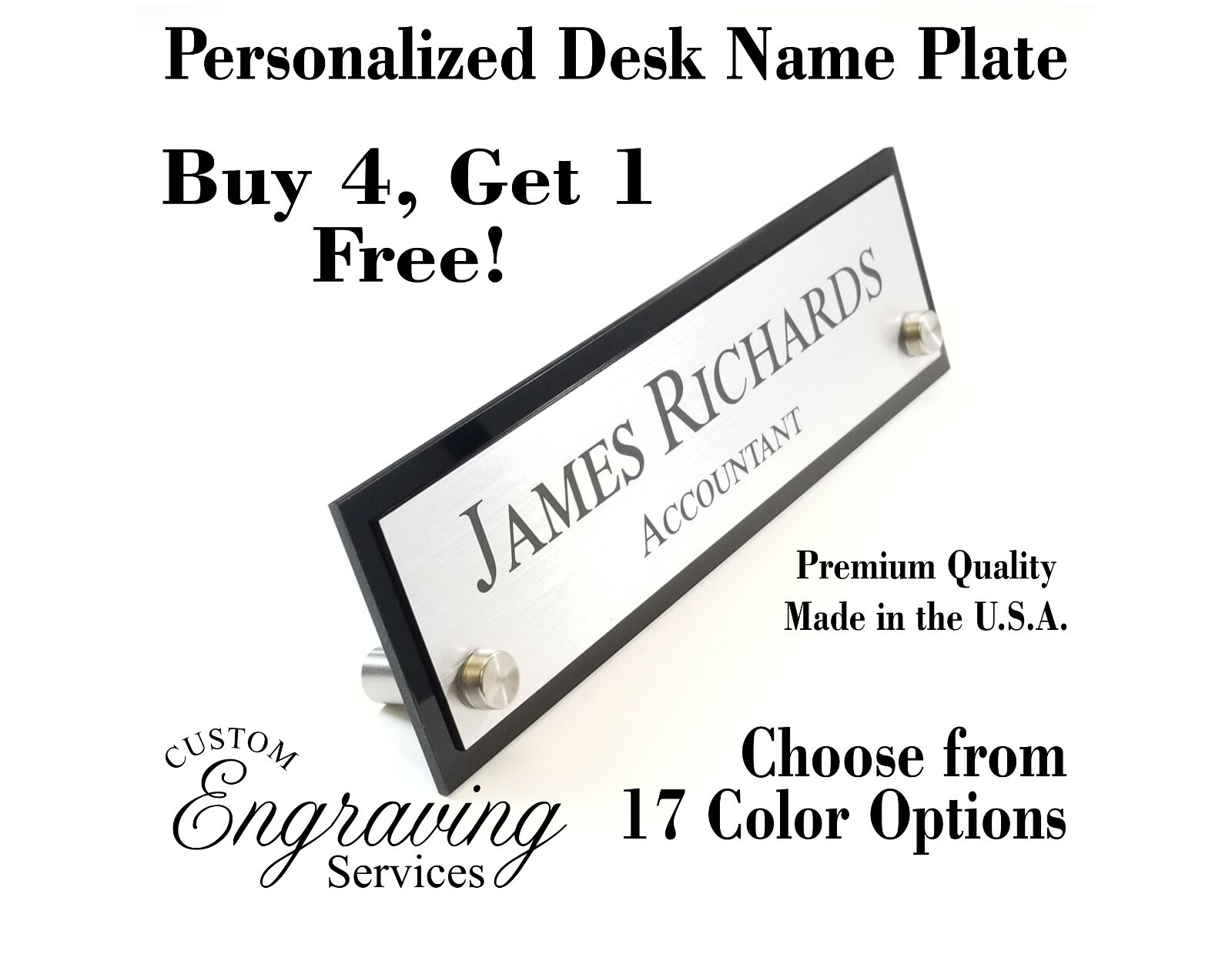 DESK NAME PLATE for office desk sign plaque EXECUTIVE Custom Engraving Services