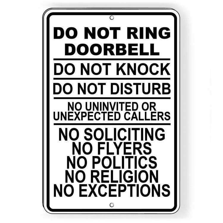 Do Not Ring Doorbell Do Not Disturb Do Not Knock No Soliciting Sign Decal SI068