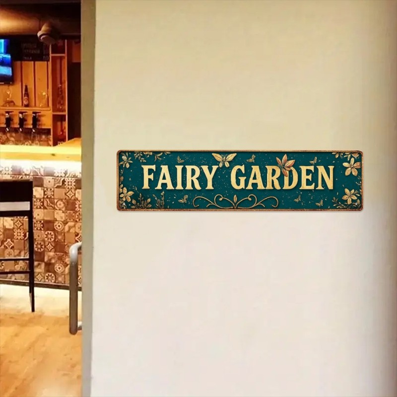 Vintage Botanical Fairy Garden Metal Sign Basement Indoor Plant Room Wall Decor