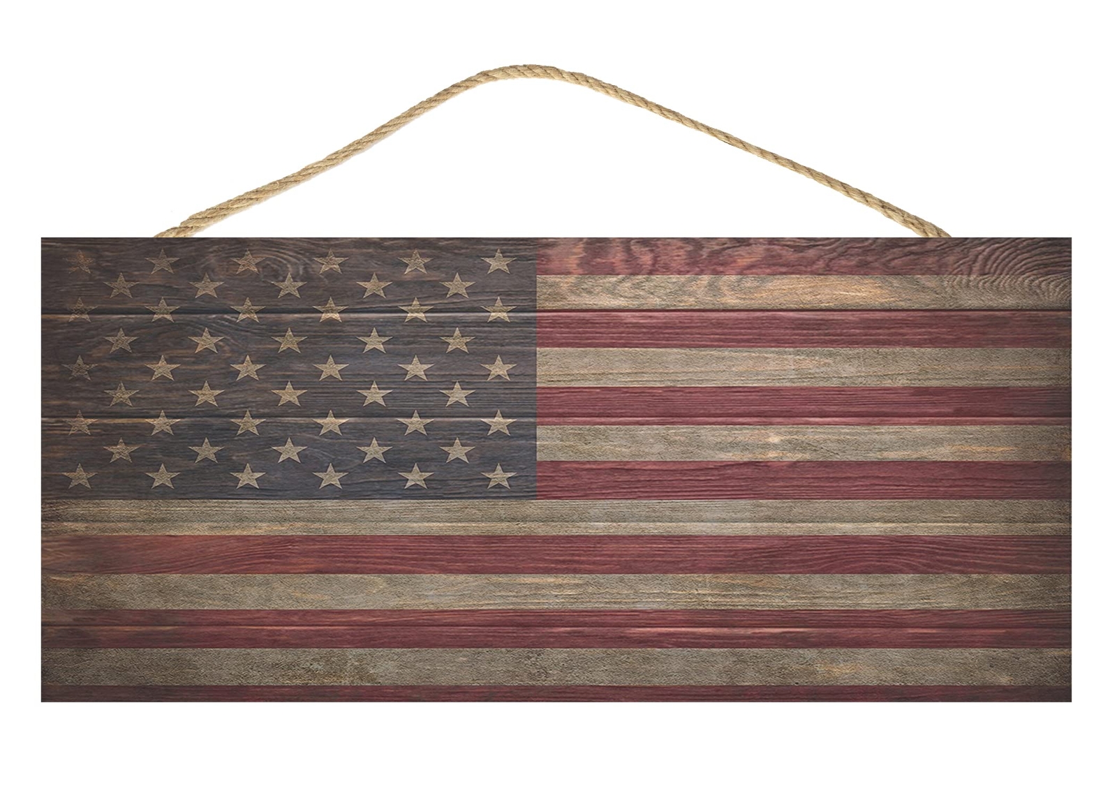 Rustic Wood Grain American Flag Sign – Patriotic Home Decor Wall Hanging
