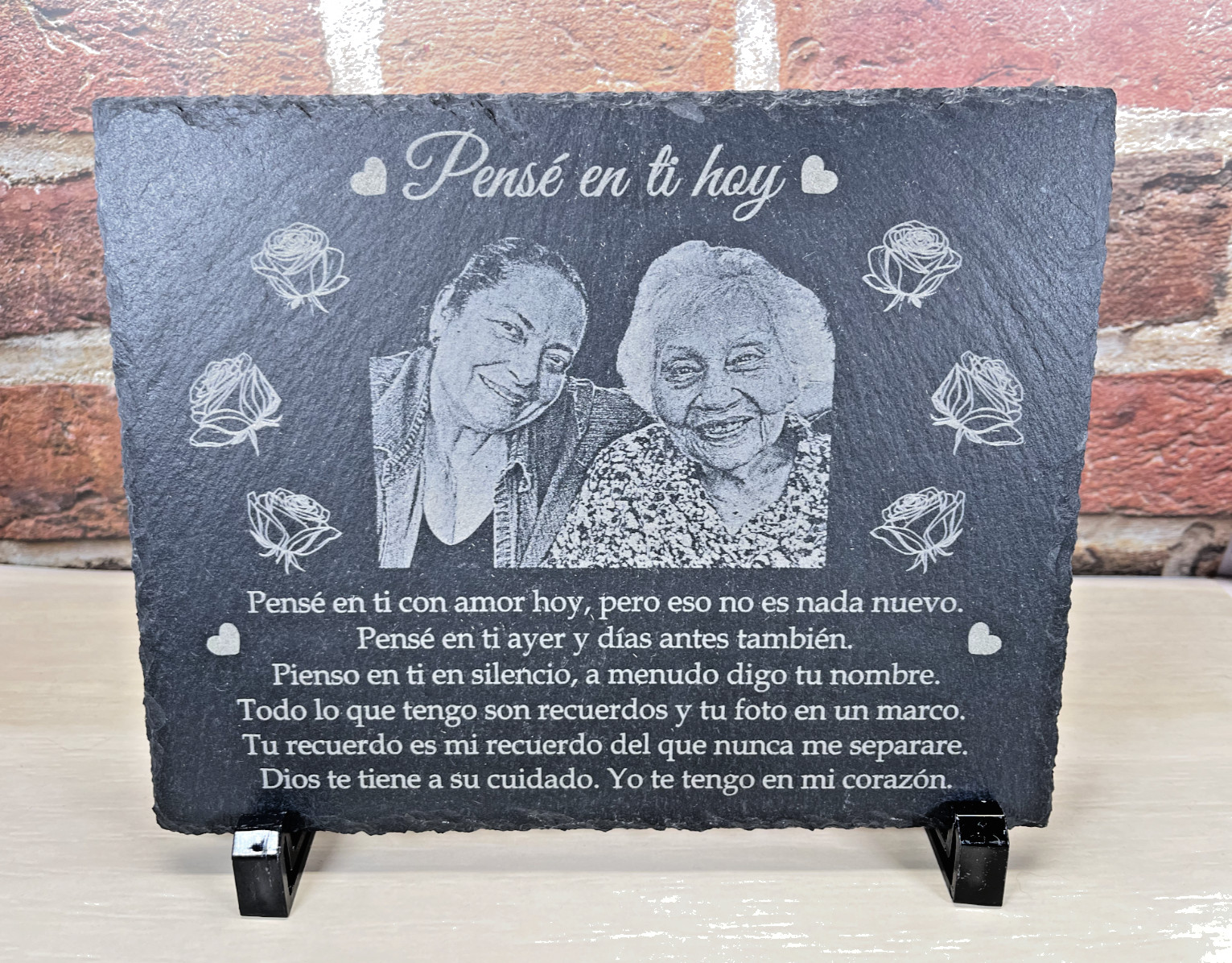 Custom Rectangular Slate Memorial Plaque 9″ x 7″ with plastic feet