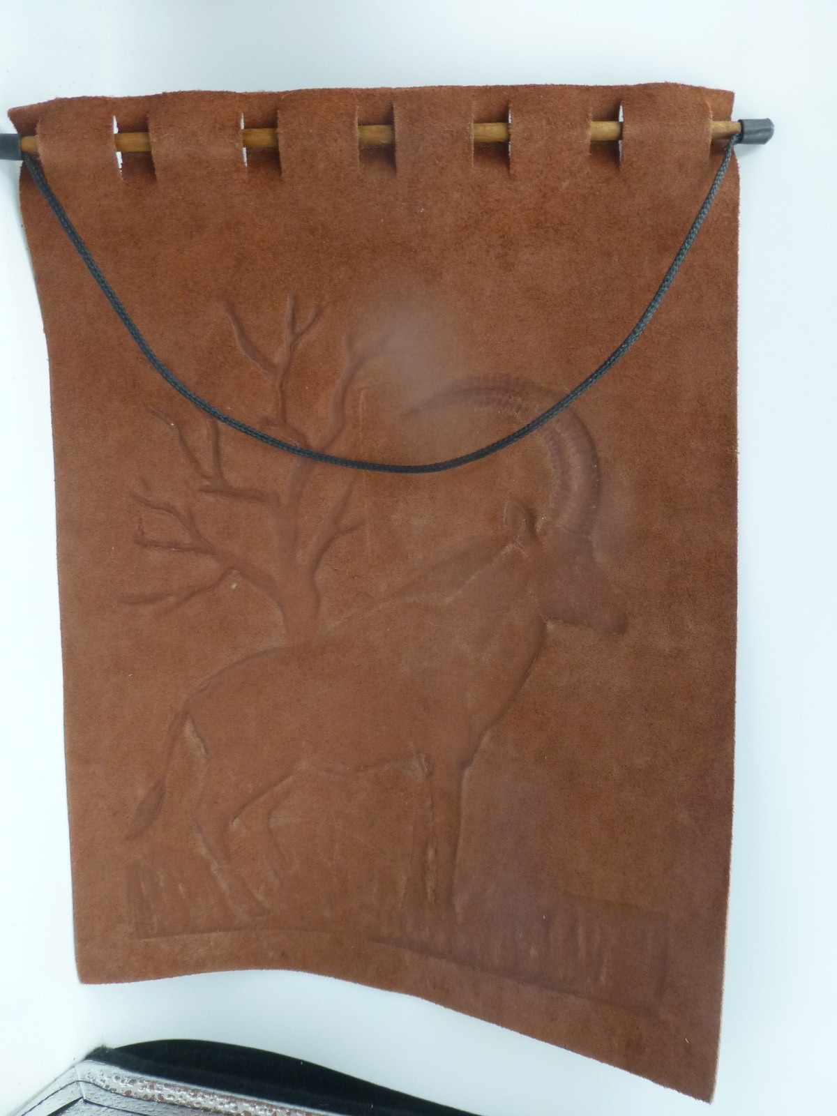 Sable Antelope Embossed Leather Wall Hanging, 14 X 10.5, Ready to Hang