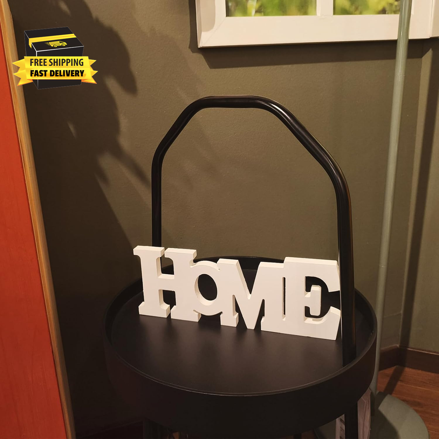 Wooden Blocks Wall and Table Top Decor: Freestanding Letter HOME Sign for Living