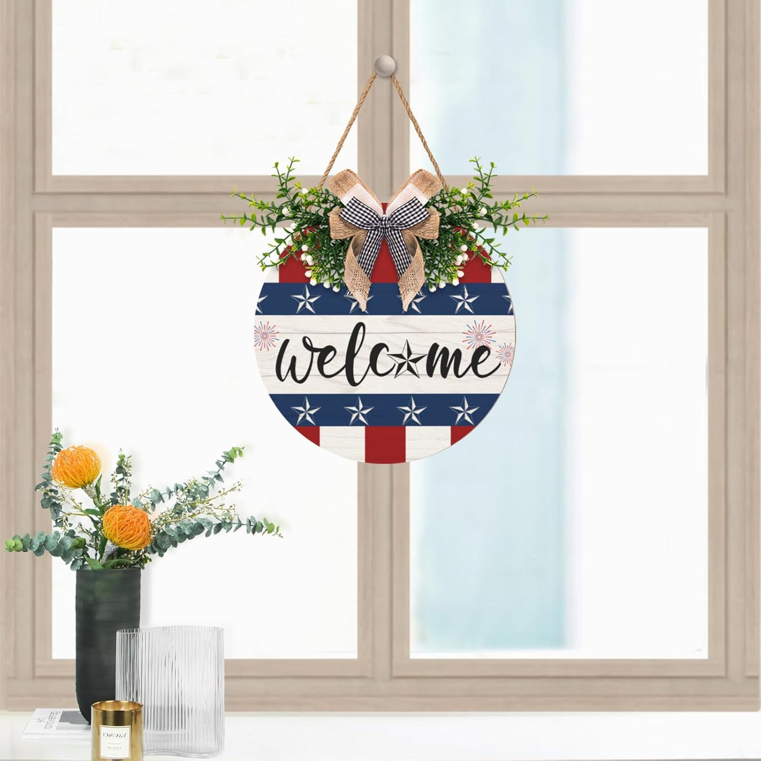 4Th of July Welcome Sign for Front Door Decorations Patriotic Memorial Day