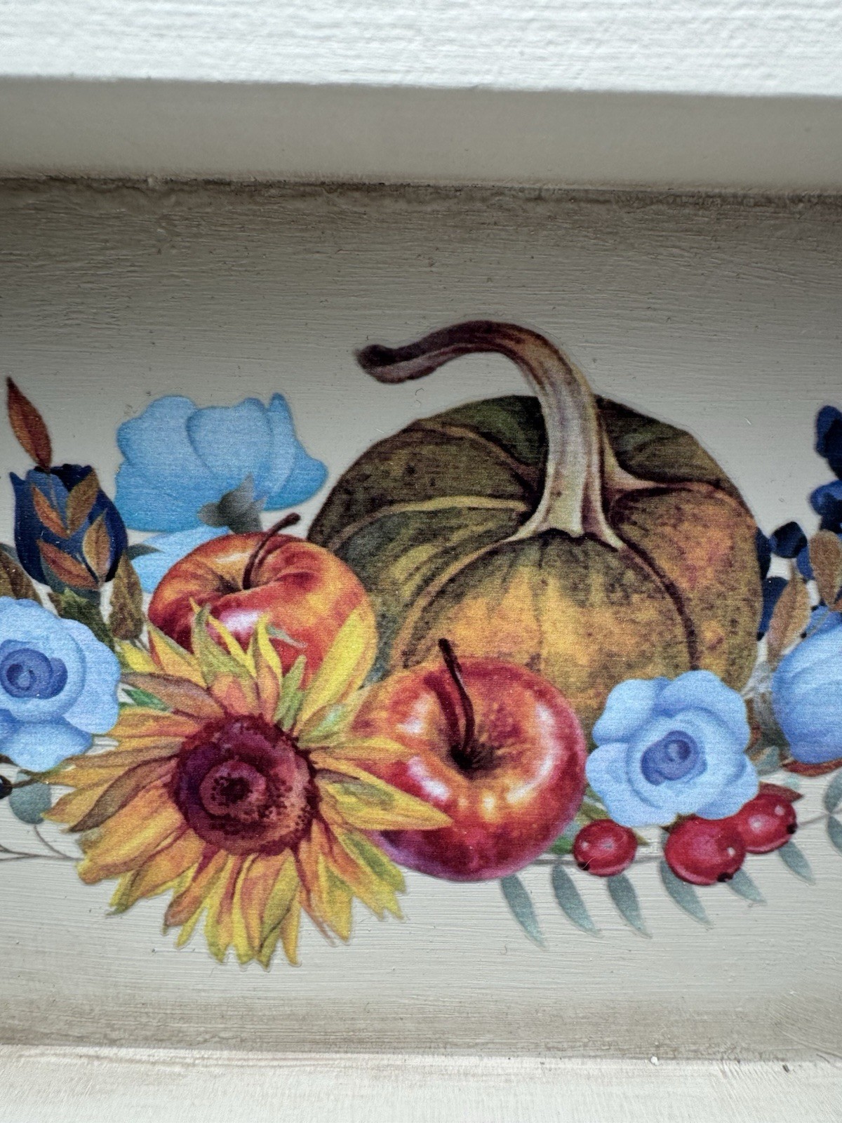 Handcrafted Fall Shelf Sitter Pumpkin Sunflower Harvest Farmhouse Box Sign 5×7