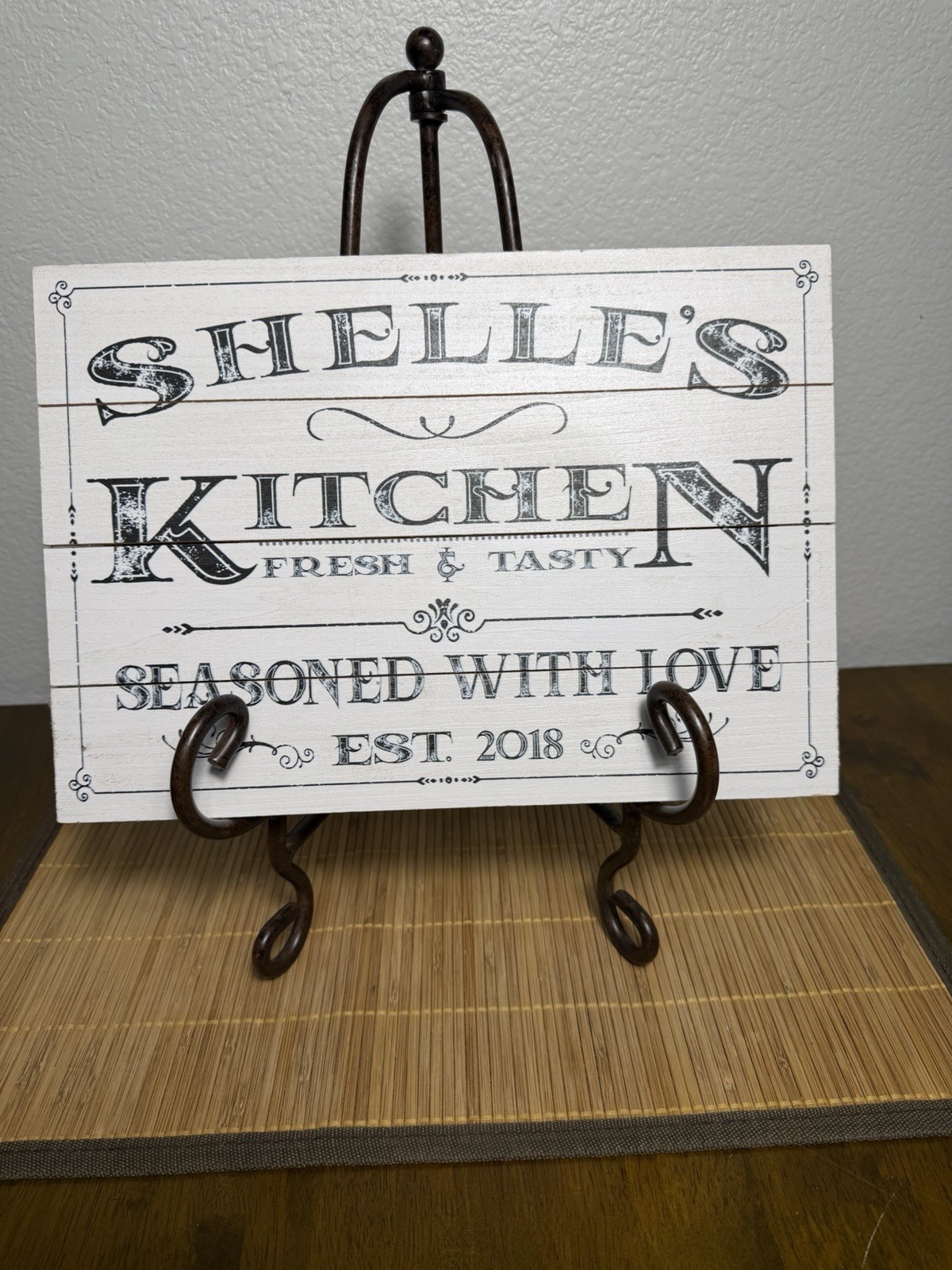 SHELLE’S Kitchen EST.2018 Personalized Sign Seasoned With Love Custom Wood Sign